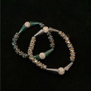 Set of 2 Jeweled Stretch bracelets